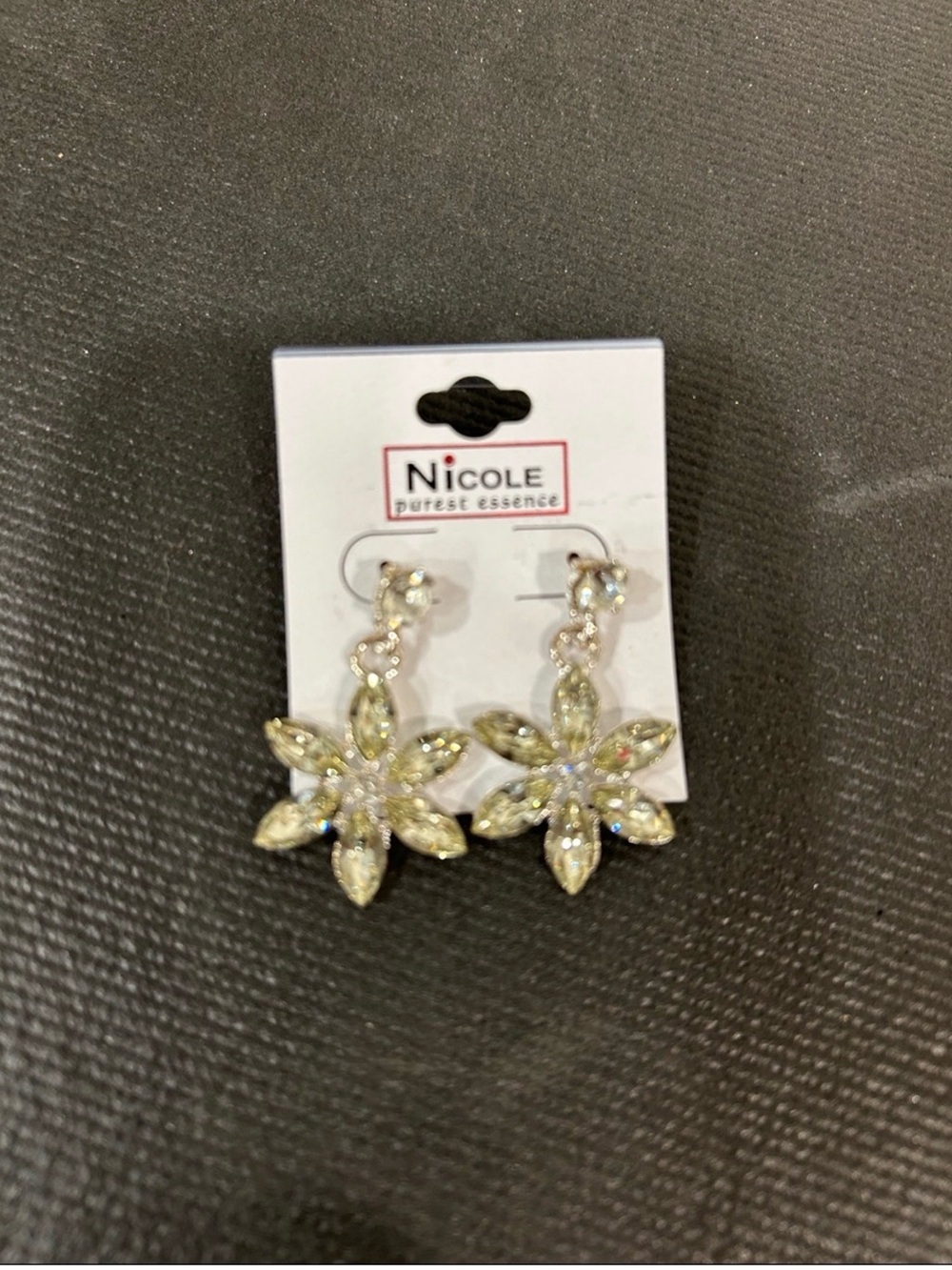 Nicole Gold-Tone Floral Crystal Drop Earrings